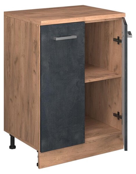 Kuchyňská skříňka pod šikmou střechu Vicco R-Line Černý beton 60 cm bez šikminy se 2 dveřmi, Model 61762