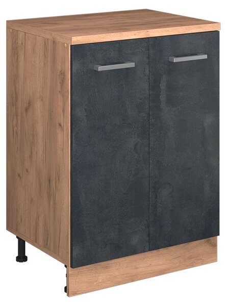 Kuchyňská skříňka pod šikmou střechu Vicco R-Line Černý beton 60 cm bez šikminy se 2 dveřmi, Model 61762