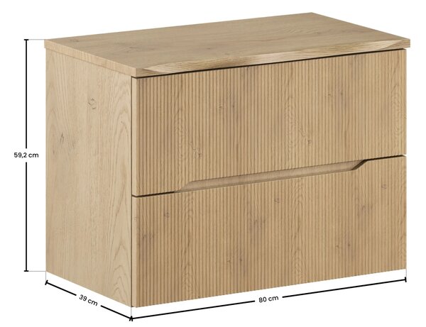 Comad Závěsná skříňka pod umyvadlo Nordic Nature s deskou 80 cm dub cremona