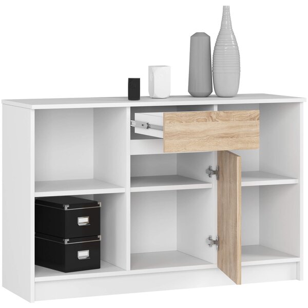 Ak furniture Komoda B-17 120 cm bílá/sonoma