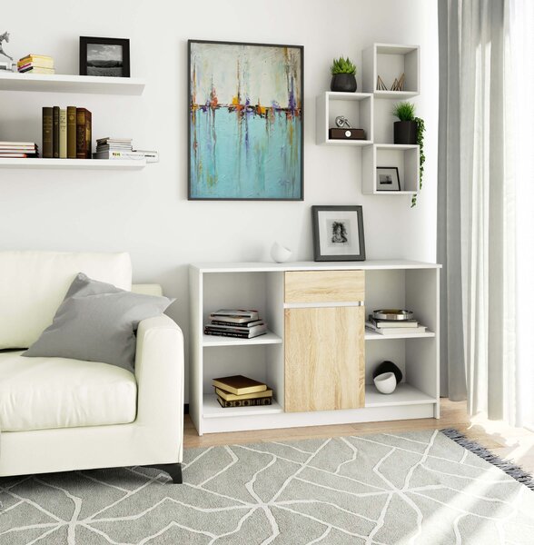 Ak furniture Komoda B-17 120 cm bílá/sonoma