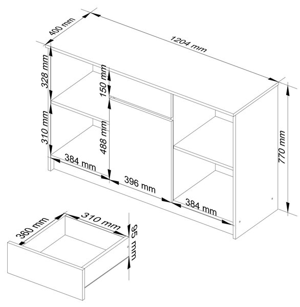 Ak furniture Komoda B-17 120 cm bílá