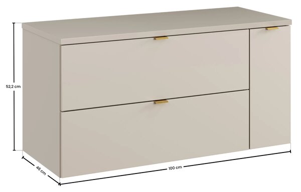 Comad Závěsná skříňka pod umyvadlo Dalia Cashmere s deskou 100 cm kašmírová
