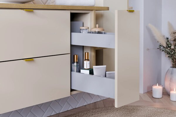 Comad Závěsná skříňka pod umyvadlo Dalia Cashmere s deskou 100 cm kašmírová