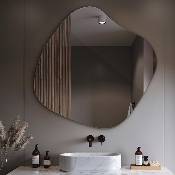 Dekorativní zrcadlo 77 × 76,6 cm – asymetrické - atypické zrcadlo – organický design – moderní interiér