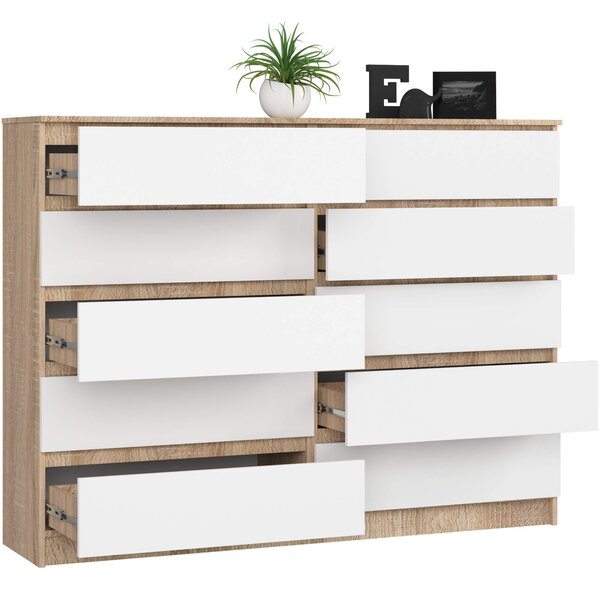 Ak furniture Komoda Rollo K 160 cm dub sonoma/bílá