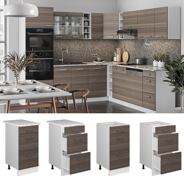 Spodní skříňka kuchyňské linky Vicco R-Line Ušlechtilá šedá 40 cm se zásuvkami a pracovní deskou, Model 37738