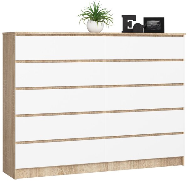 Ak furniture Komoda Rollo K 160 cm dub sonoma/bílá