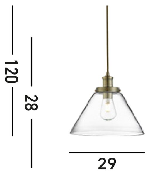 Searchlight 3228AB Závěsné svítidlo PYRAMID patina, čiré sklo