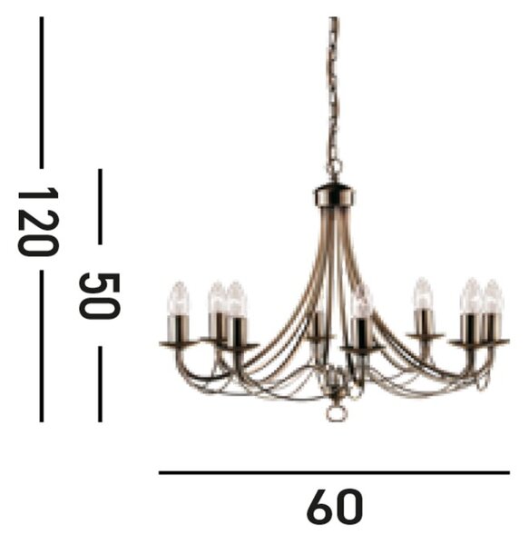 Searchlight 6348-8AB Závěsný osmiramenný lustr MAYPOLE patina