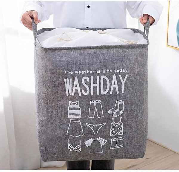 Koš na prádlo se šňůrkou WASHDAY 50x40x50 cm