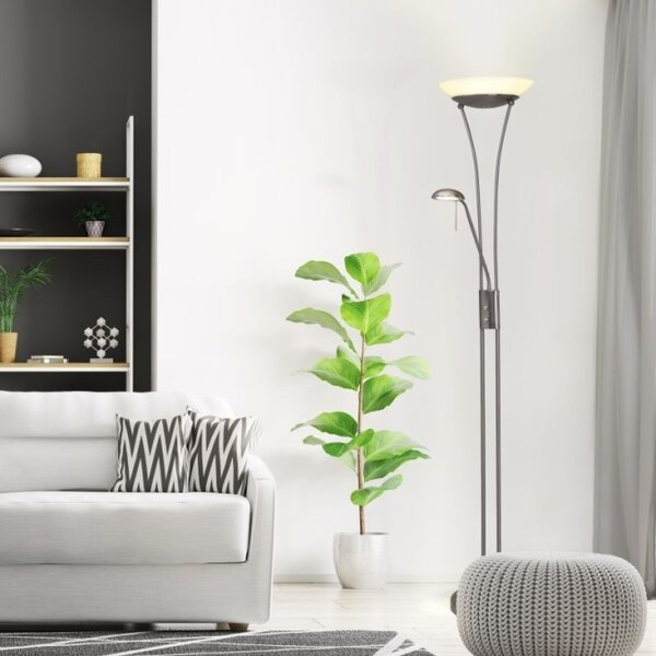 Brilliant G93035/13 Stojací lampa FINN LED se čtecím ramenem