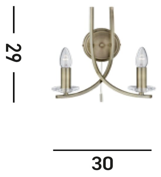 Searchlight 4162-2AB Nástěnná lampa s vypínačem ASCONA PATINA