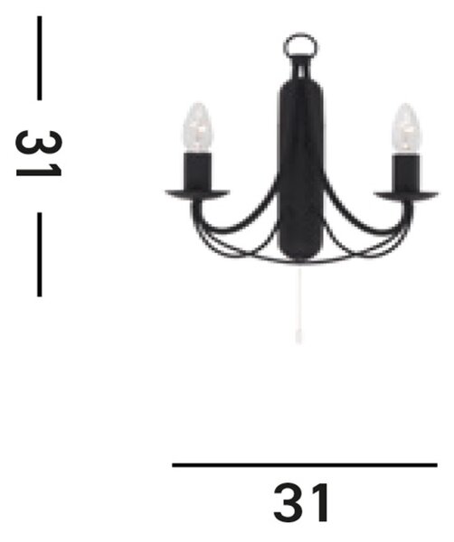 Searchlight 6342-2BK Nástěnná lampa s vypínačem MAYPOLE černá