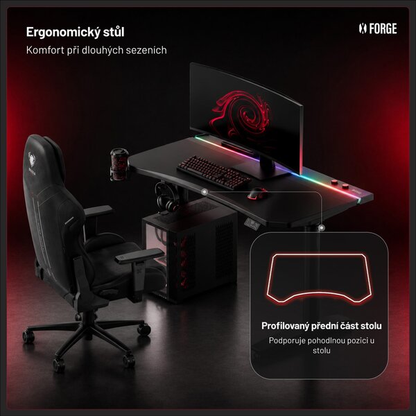 Černý elektrický herní stůl Diablo X-Forge 1200
