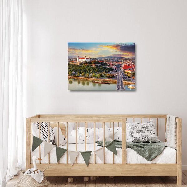 Skleněný obraz - Panorama Bratislavy, Slovensko (70x50 cm)