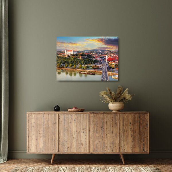 Skleněný obraz - Panorama Bratislavy, Slovensko (70x50 cm)