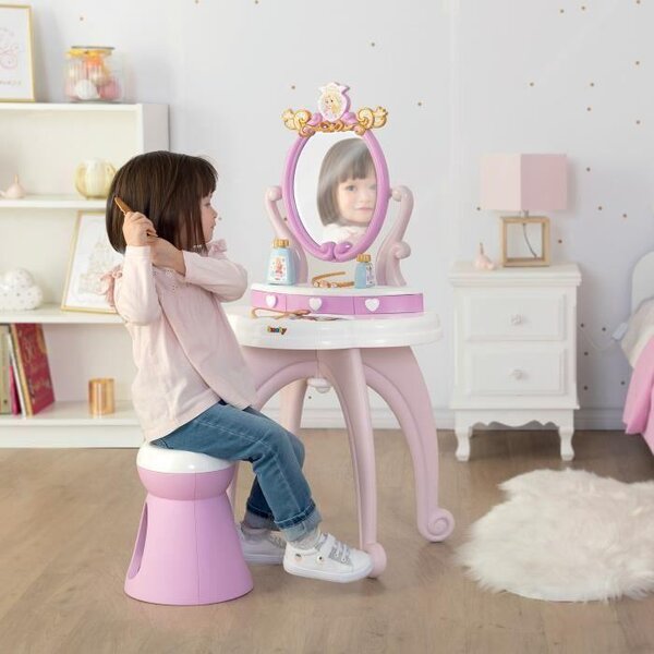 Kosmetický stolek Disney Princess se stoličkou, 3 zásuvkami, nastavitelným zrcadlem, max. nosnost 50 kg
