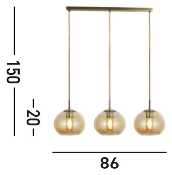 Searchlight 1623-3AM Trojité závěsné svítidlo BALLS JANTAR