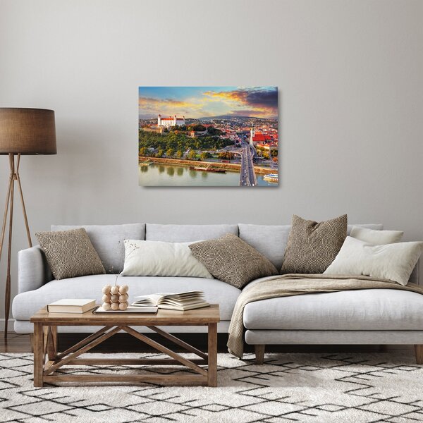 Skleněný obraz - Panorama Bratislavy, Slovensko (70x50 cm)