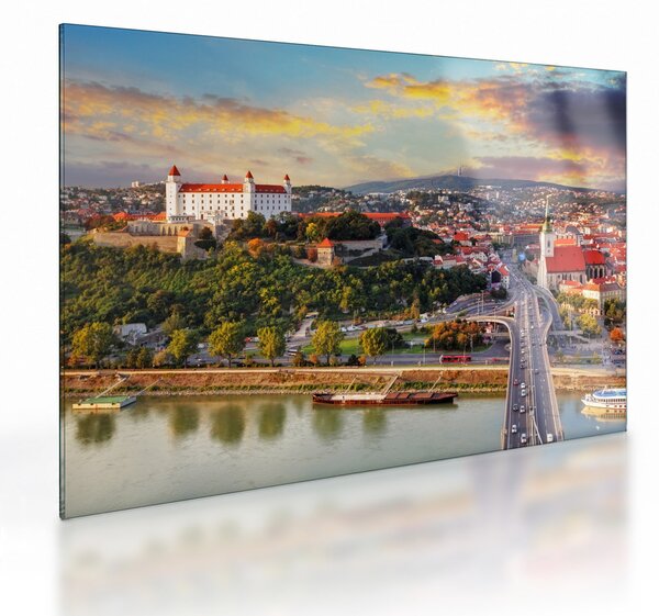 Skleněný obraz - Panorama Bratislavy, Slovensko (70x50 cm)