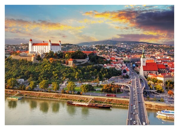 Skleněný obraz - Panorama Bratislavy, Slovensko (70x50 cm)