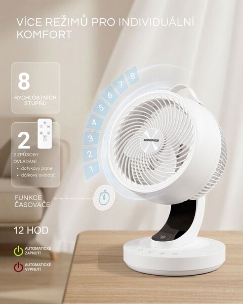 Cirkulační ventilátor FLOW s dálkovým ovládáním, bílý SongmicsHome