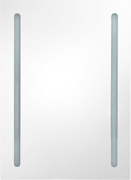 LED koupelnová skříňka se zrcadlem bílá a dub 50 x 13 x 70 cm