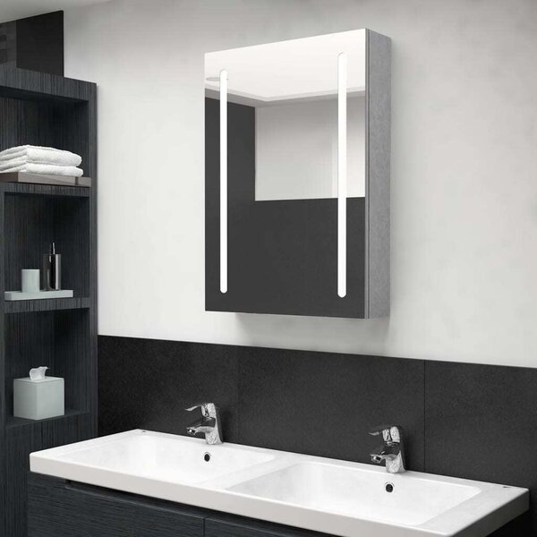 LED koupelnová skříňka se zrcadlem betonově šedá 50x13x70 cm