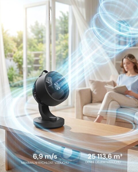 Cirkulační ventilátor FLOW s dálkovým ovládáním, černý SongmicsHome