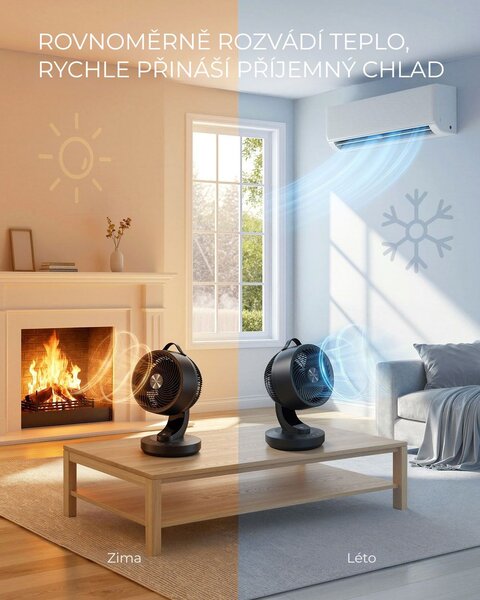 Cirkulační ventilátor FLOW s dálkovým ovládáním, černý SongmicsHome