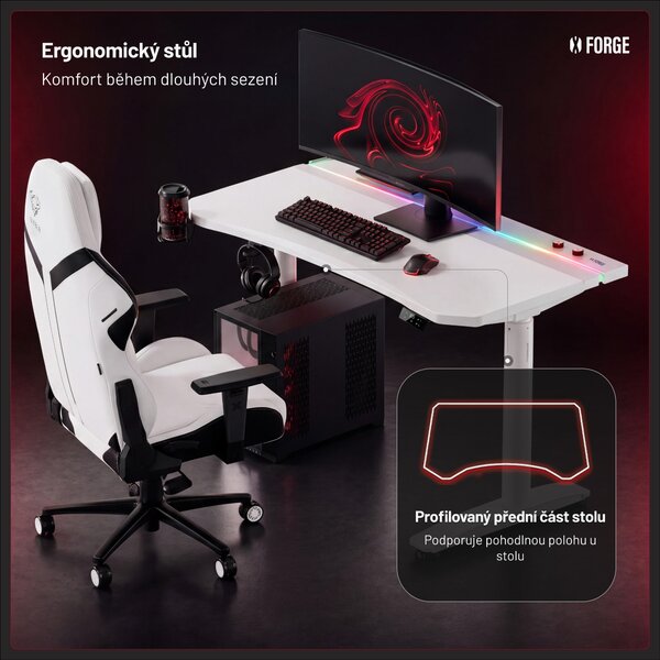 Bílý elektrický herní stůl Diablo X-Forge 1200