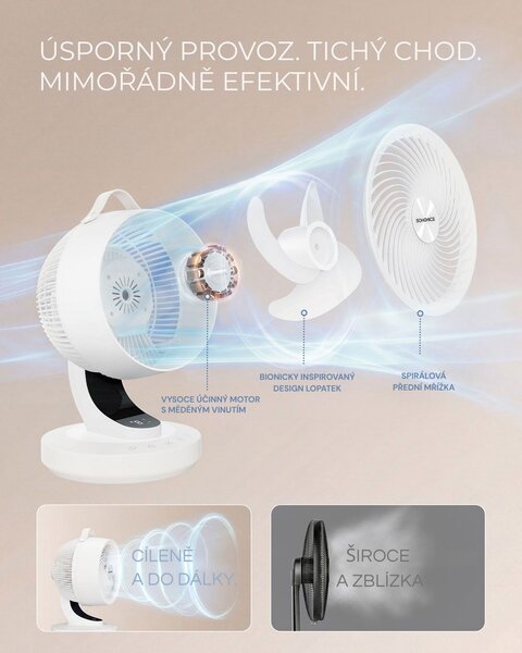 Cirkulační ventilátor FLOW s dálkovým ovládáním, bílý SongmicsHome