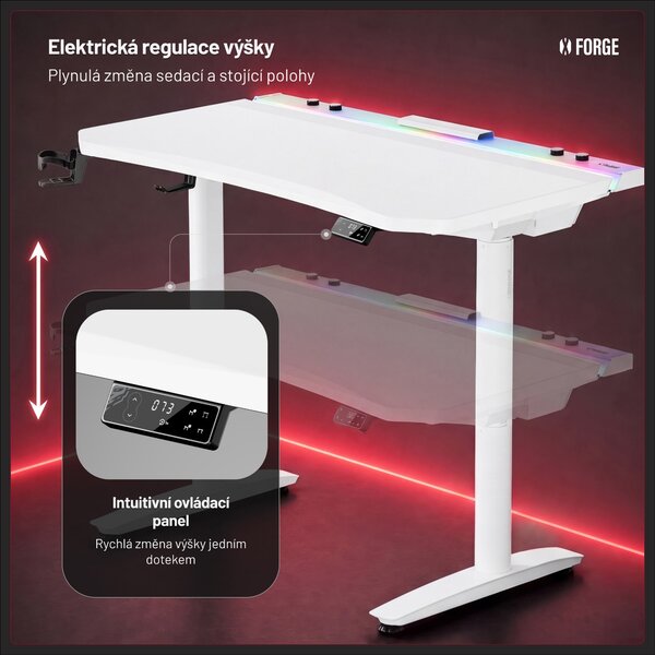 Bílý elektrický herní stůl Diablo X-Forge 1200