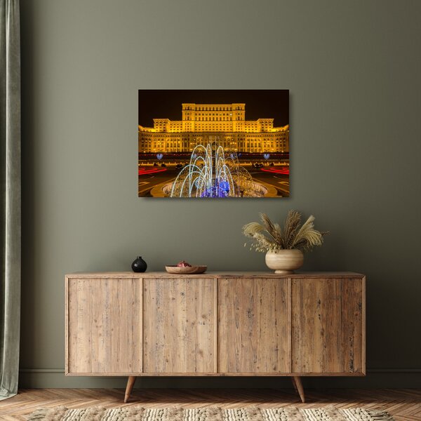Skleněný obraz - Palác parlamentu, Bukurešť Rumunsko (70x50 cm)