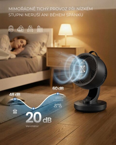 Cirkulační ventilátor FLOW s dálkovým ovládáním, černý SongmicsHome
