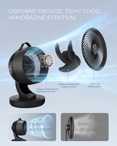 Cirkulační ventilátor FLOW s dálkovým ovládáním, černý SongmicsHome
