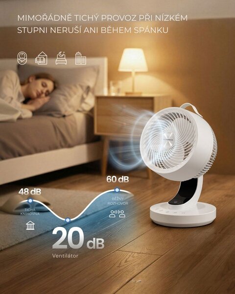 Cirkulační ventilátor FLOW s dálkovým ovládáním, bílý SongmicsHome