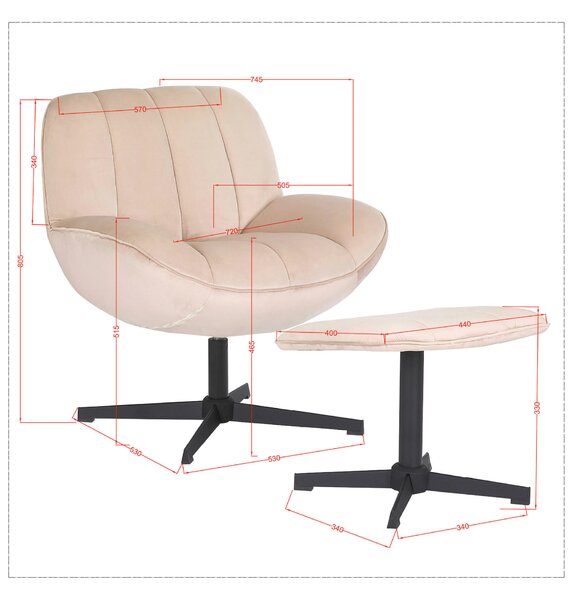 KŘESLO S PODNOŽKOU, textil, béžová Livetastic - Online Only křesla & taburety, Online Only