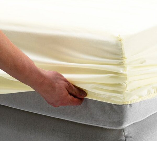AKCE! Jersey prosteradlo EKONOM 90x200 cm smetanové bez dekoru