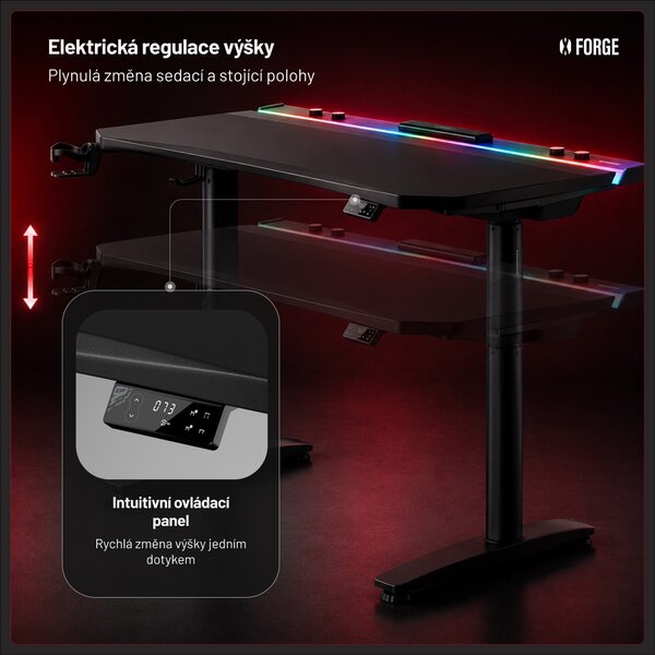 Černý elektrický herní stůl Diablo X-Forge 1600