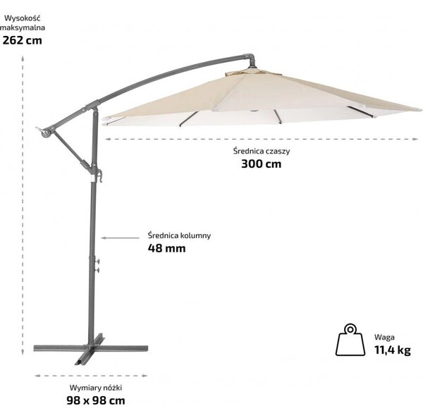 Zahradní skládací slunečník SOLIMARE 300 cm, modrý