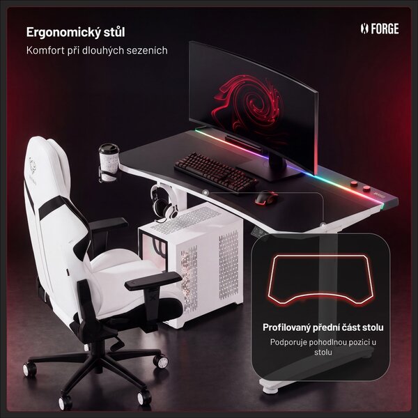 Černobílý elektrický herní stůl Diablo X-Forge 1200