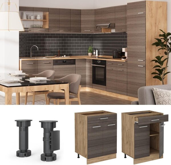 Spodní skříňka kuchyňské linky Vicco R-Line Ušlechtilá šedá 60 cm se zásuvkou, PD Dub, Model 53316