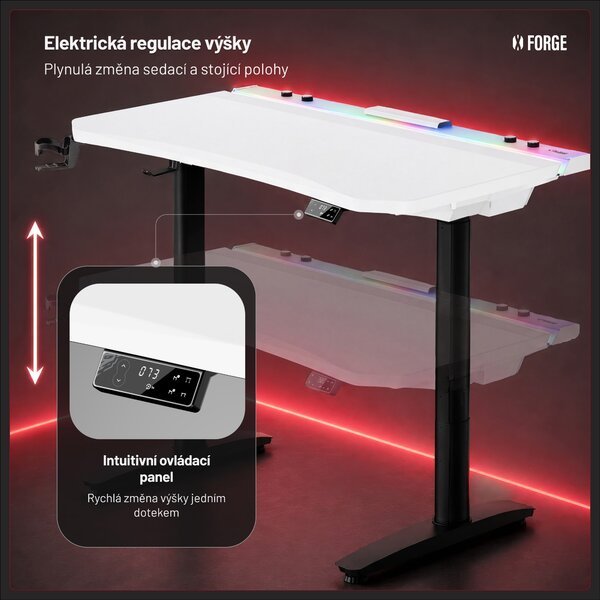 Bílo-černý elektrický herní stůl Diablo X-Forge 1600