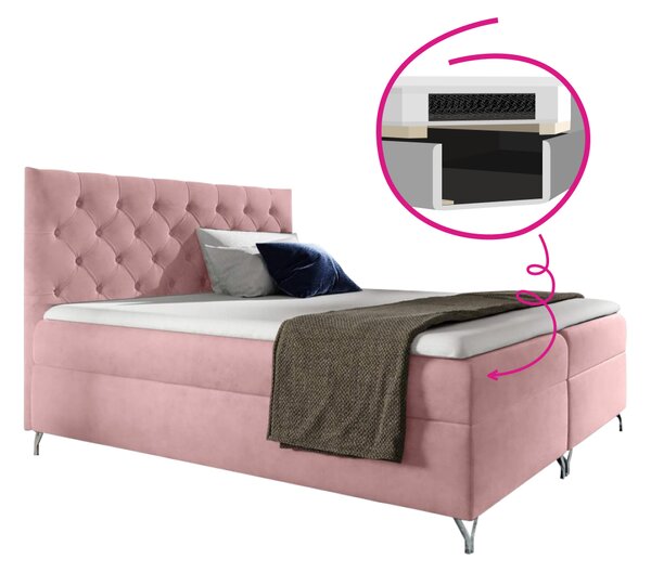 KONDELA Boxspringová postel, 160x200, růžová látka Velvet, GULIETTE + dárek
