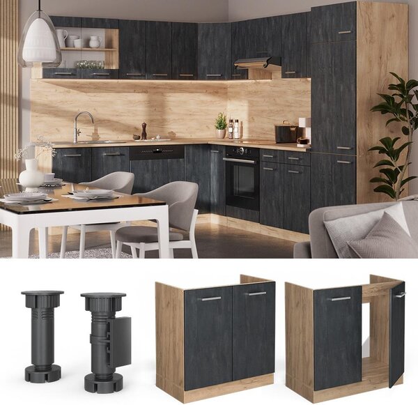 Skříňka pod dřez Vicco R-Line Černý beton 80 cm PD Antracit, Model 47520