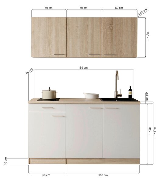 MINIKUCHYNĚ 150 cm Respekta - Online Only kuchyňské linky, Online Only