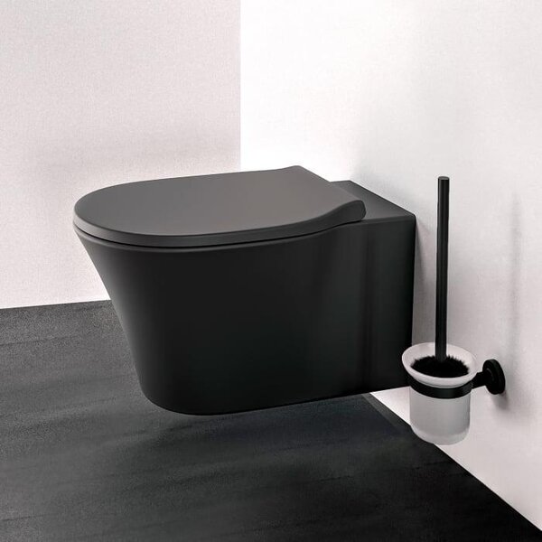 Závěsné WC Ideal STANDARD Connect Air s hlubokým splachování bez splachovacího okraje AquaBlade matně černé bez WC sedátka E0054V3