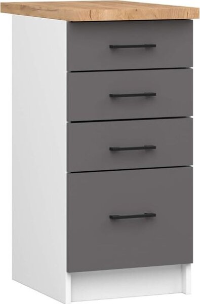 BDW kuchyňská skříňka, kuchyňská skříňka s pracovní deskou, dvířky, zásuvkou, bílá/šedá